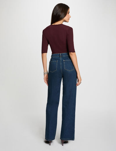 Jersey calado mangas 3/4 ciruela mujer