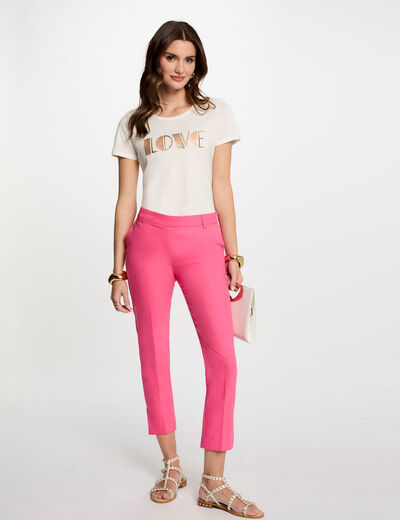 Pantalón cigarette rosa mujer