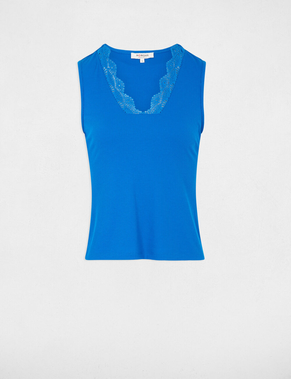 Top sin manga azul eléctrico mujer
