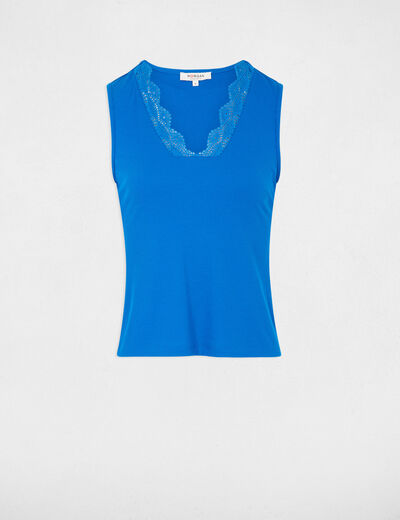 Top sin manga azul eléctrico mujer