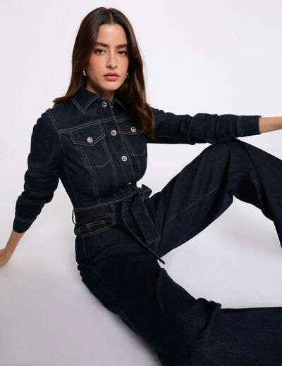 Mono vaquero ancho denim crudo mujer