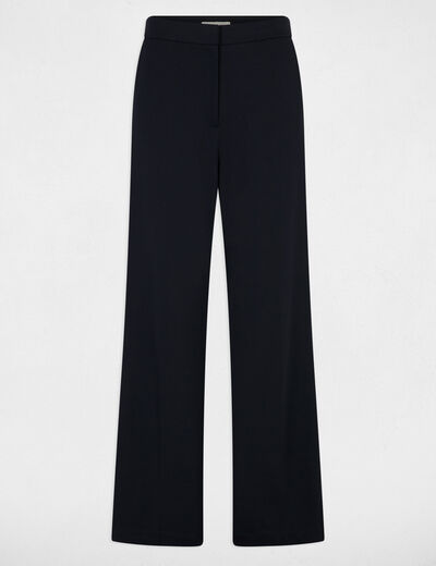 Pantal&oacute;n ancho con bandas laterales azul marino mujer