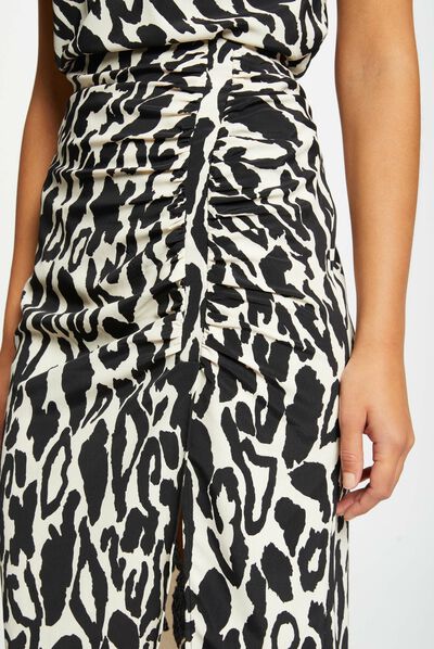 Falda midi recta estampado animal multico mujer