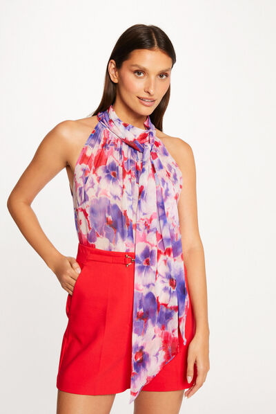 Blusa sin mangas estampado floral multico mujer