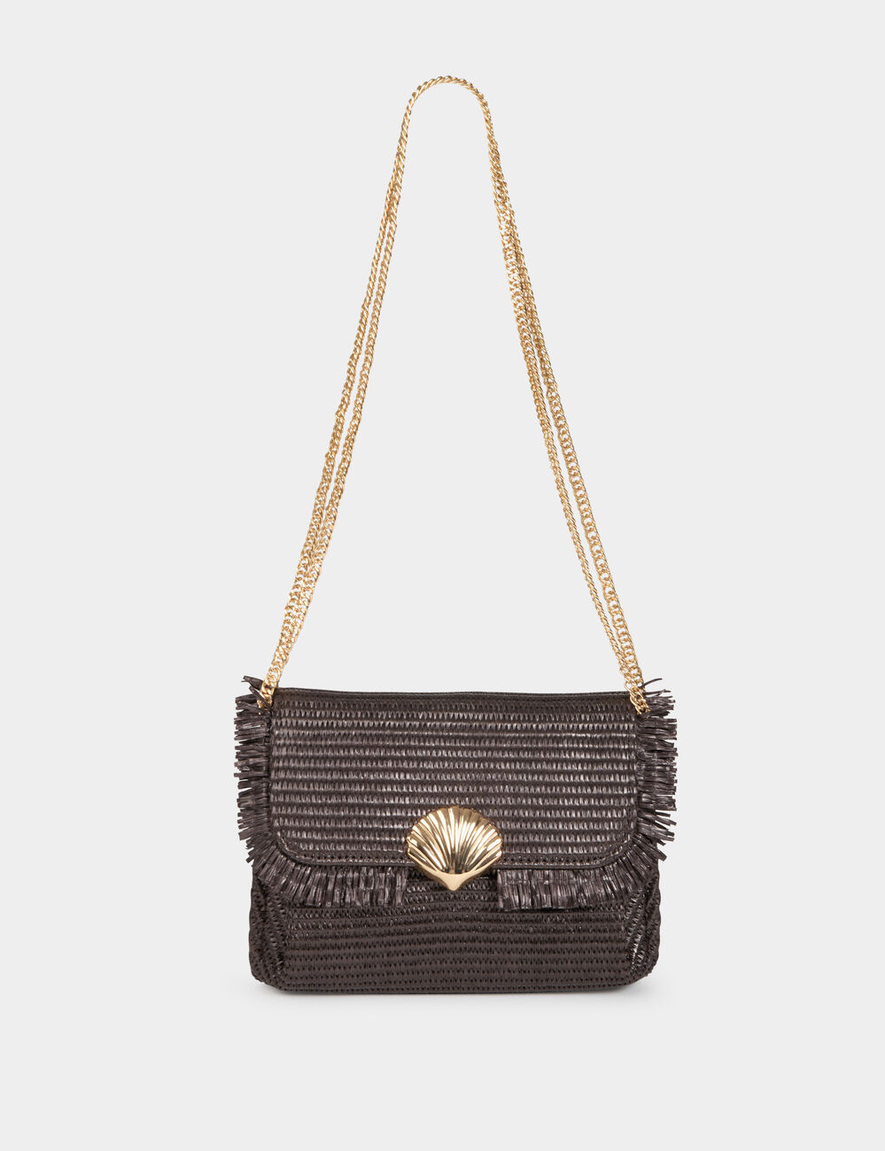 Bolso bandolera con cierre marr&oacute;n oscuro mujer
