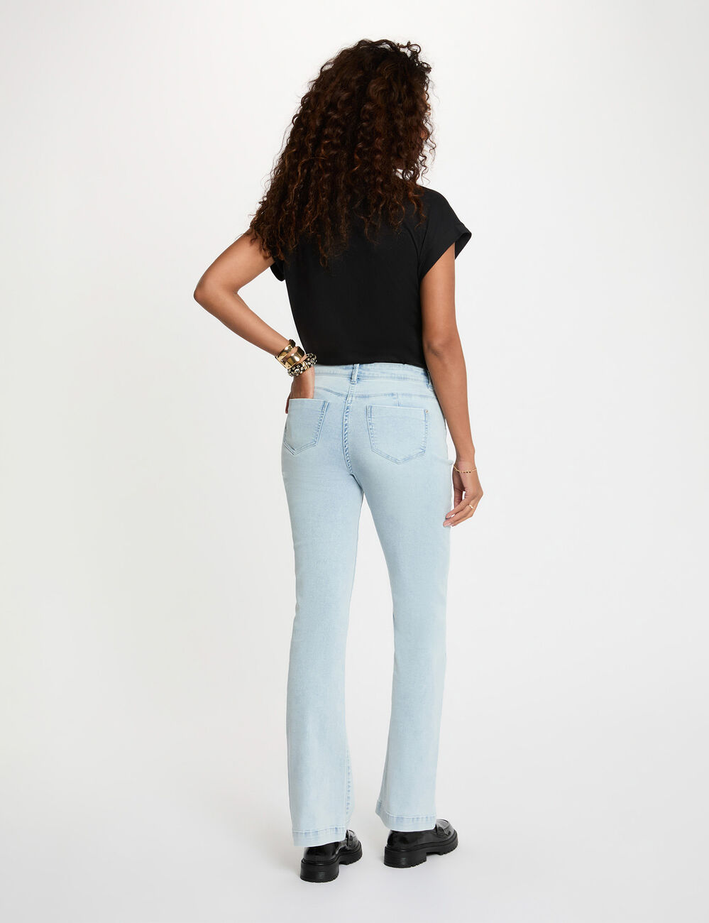 Vaqueros bootcut denim descolorido mujer