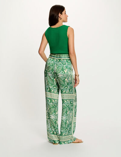 Jersey ajustado con cuello en V verde pradera mujer
