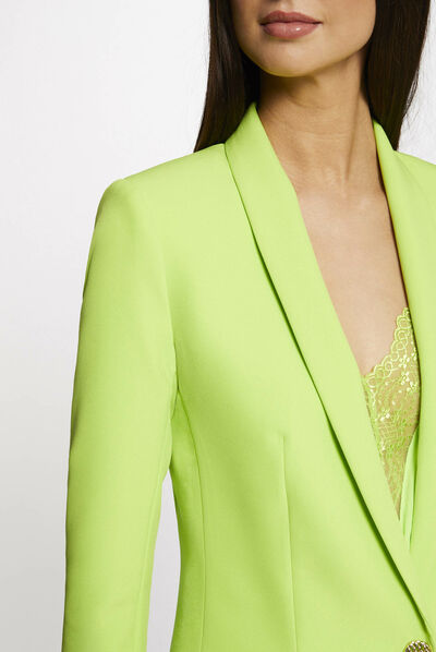 Chaqueta entallada abotonada verde pistacho mujer