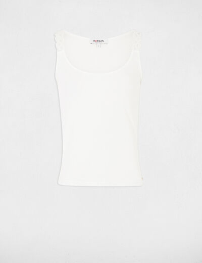 Top sin manga blanco mujer