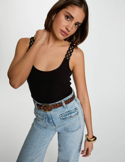Top sin manga negro mujer