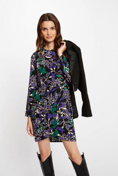 Vestido recto estampado vegetal multico mujer