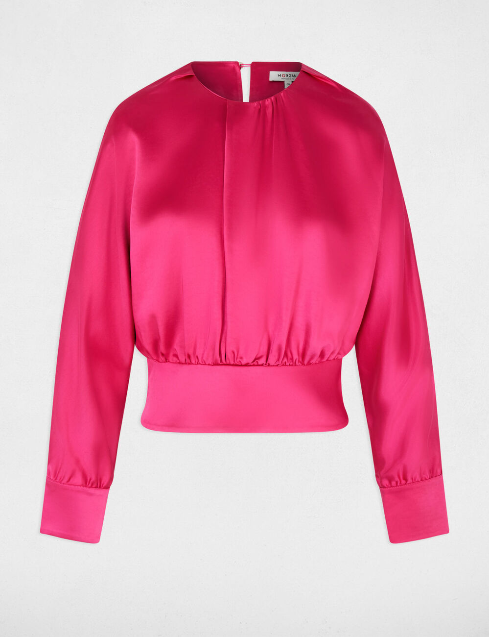 Blusa satinada de manga larga mujer