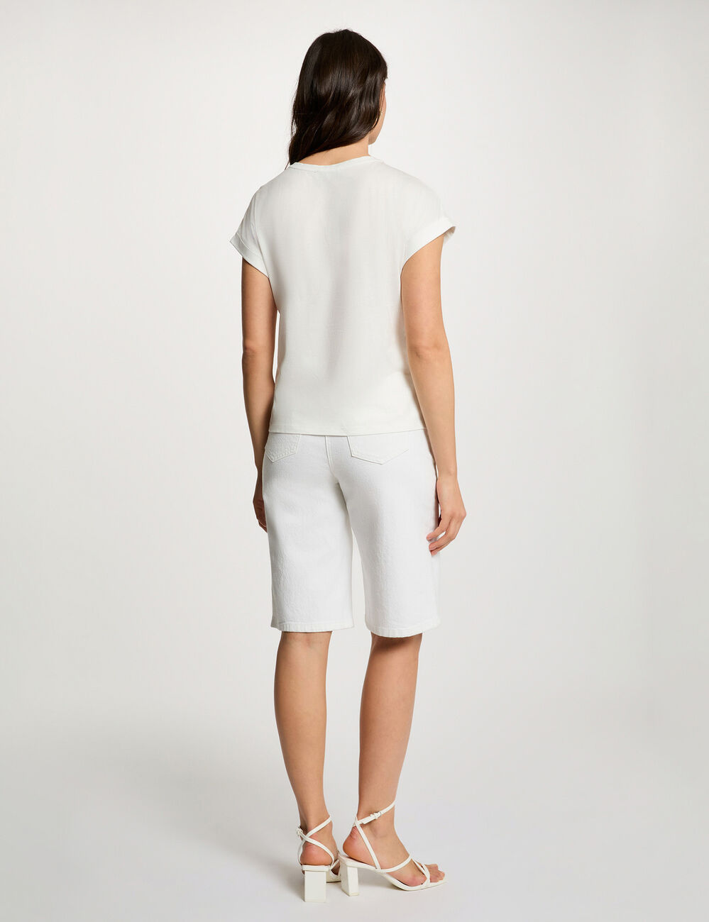 Camiseta cuello redondo manga corta blanco mujer