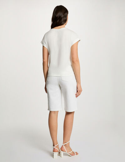 Camiseta cuello redondo manga corta blanco mujer