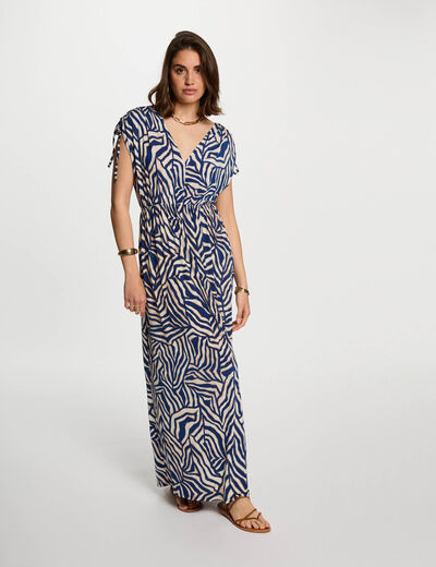 Vestido largo recto estampado multicolor mujer