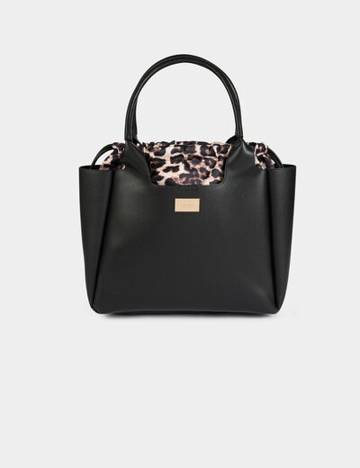 Bolso shopper con estuche negro mujer