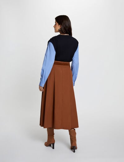 Jersey ajustado con cuello vuelto azul marino mujer
