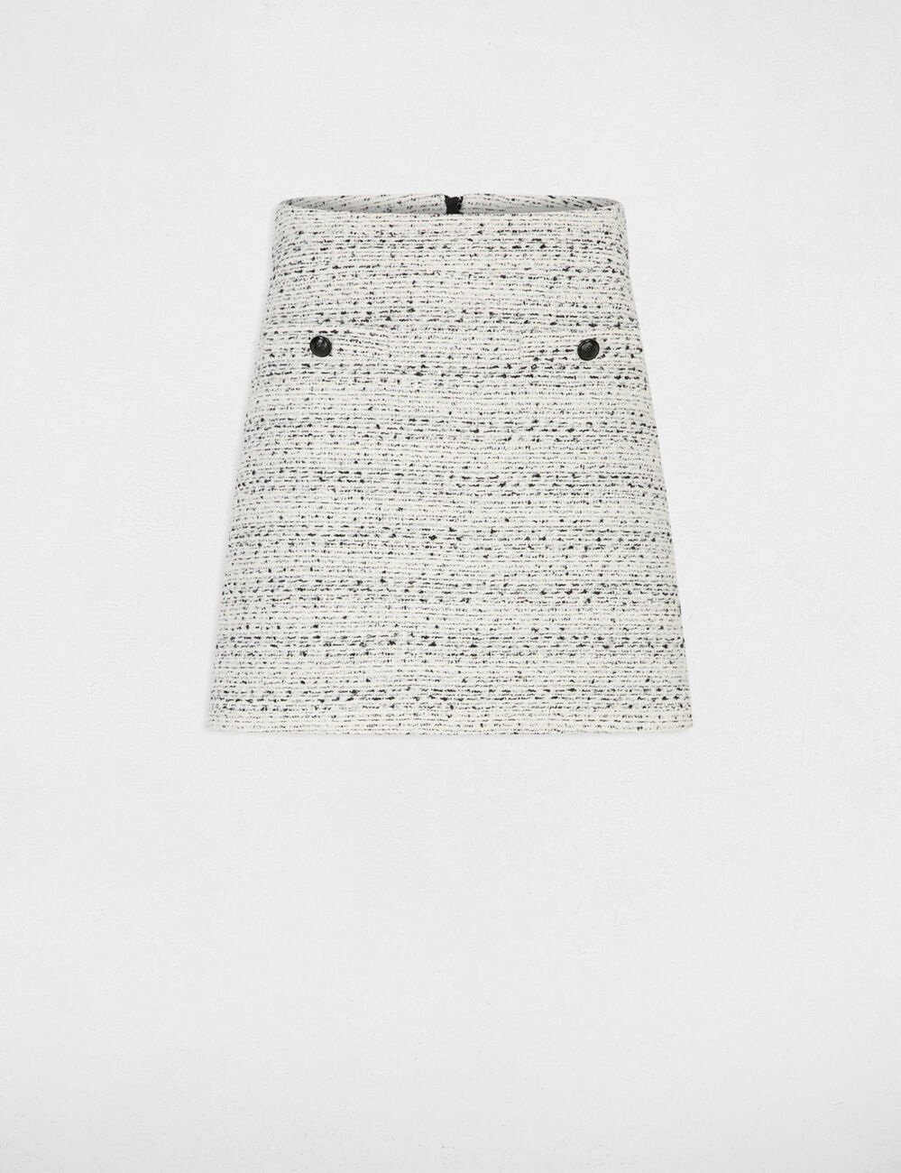Falda corta de tweed marfil mujer