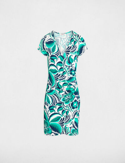 Vestido corto cruzado multicolor mujer