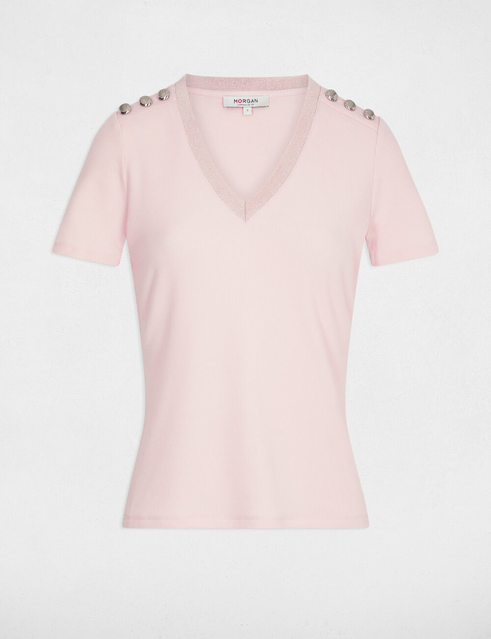 Camiseta manga corta rosa claro mujer