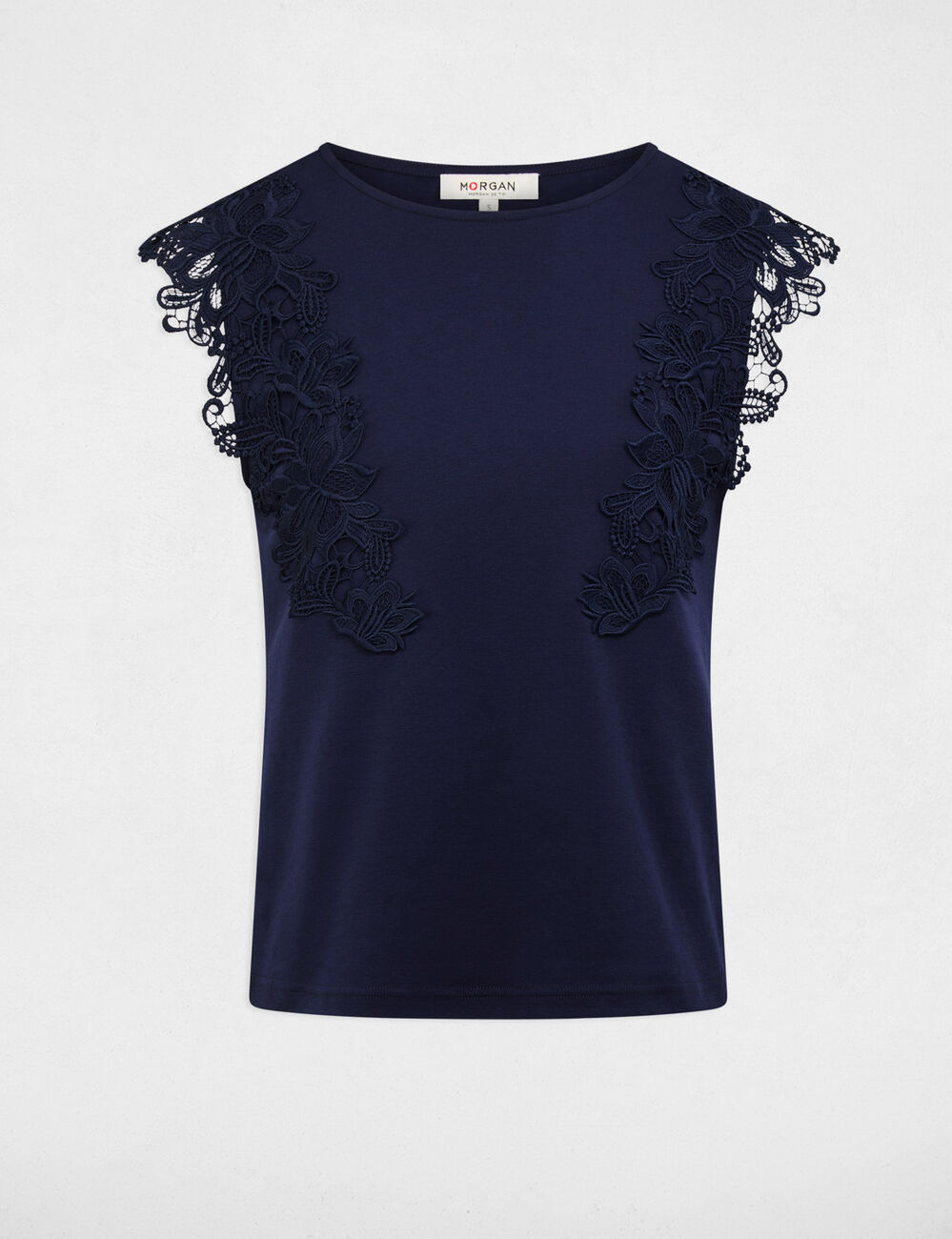 Camiseta manga corta azul marino mujer