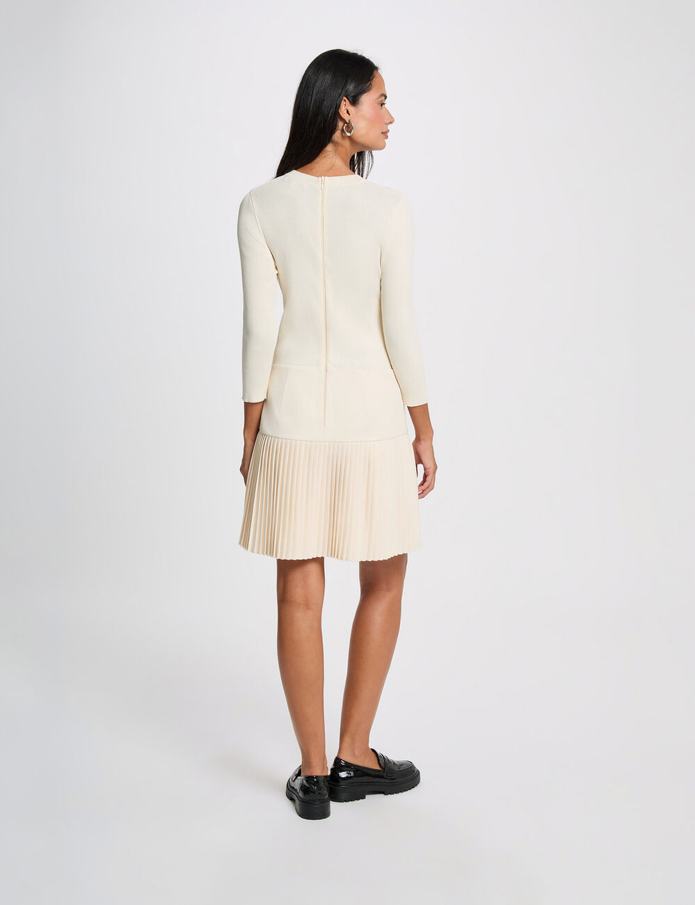 Vestido plisado 2-en-1 marfil mujer
