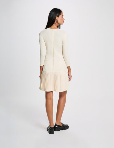 Vestido plisado 2-en-1 marfil mujer