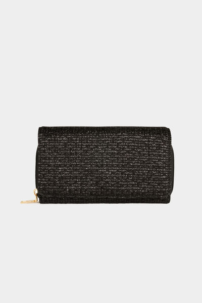 Bolso cartera de mano con lentejuelas negro mujer