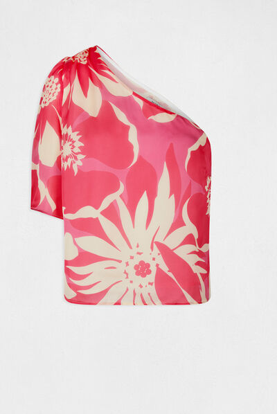 Blusa asimétrica estampado floral multicolor mujer