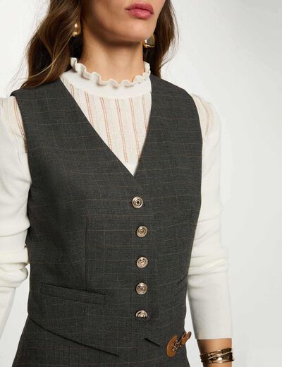 Chaleco ajustado gris moyen mujer