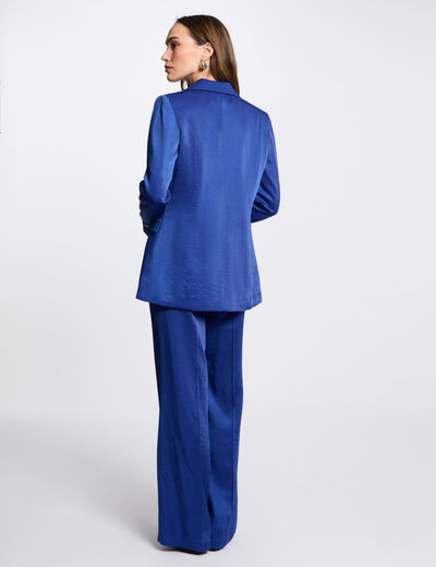 Pantalón recto holgado azul eléctrico mujer