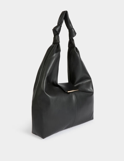 Bolso media luna nudos negro mujer