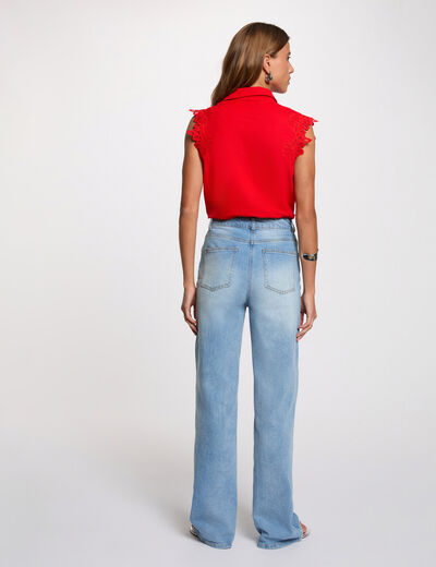 Camisa sin mangas rojo vivo mujer
