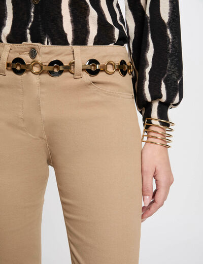 Pantalón recto cámel mujer