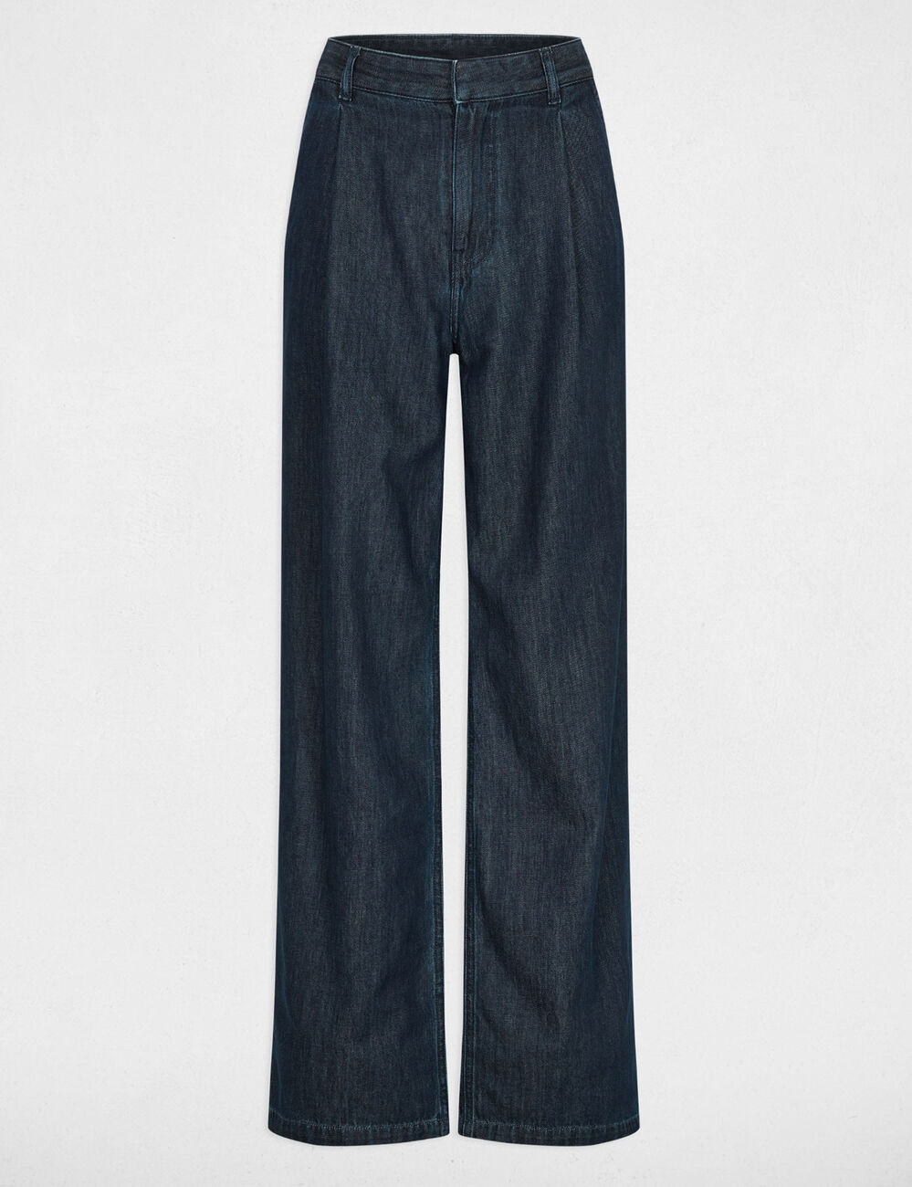 Pantal&oacute;n ancho de tiro alto denim crudo mujer