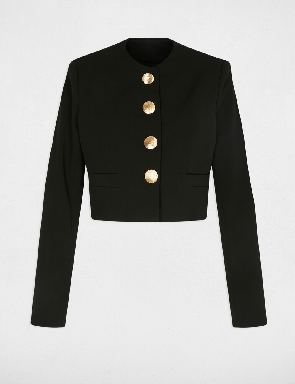 Chaqueta corta sin mangas negro mujer