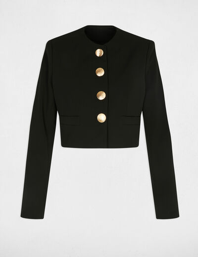 Chaqueta corta sin mangas negro mujer