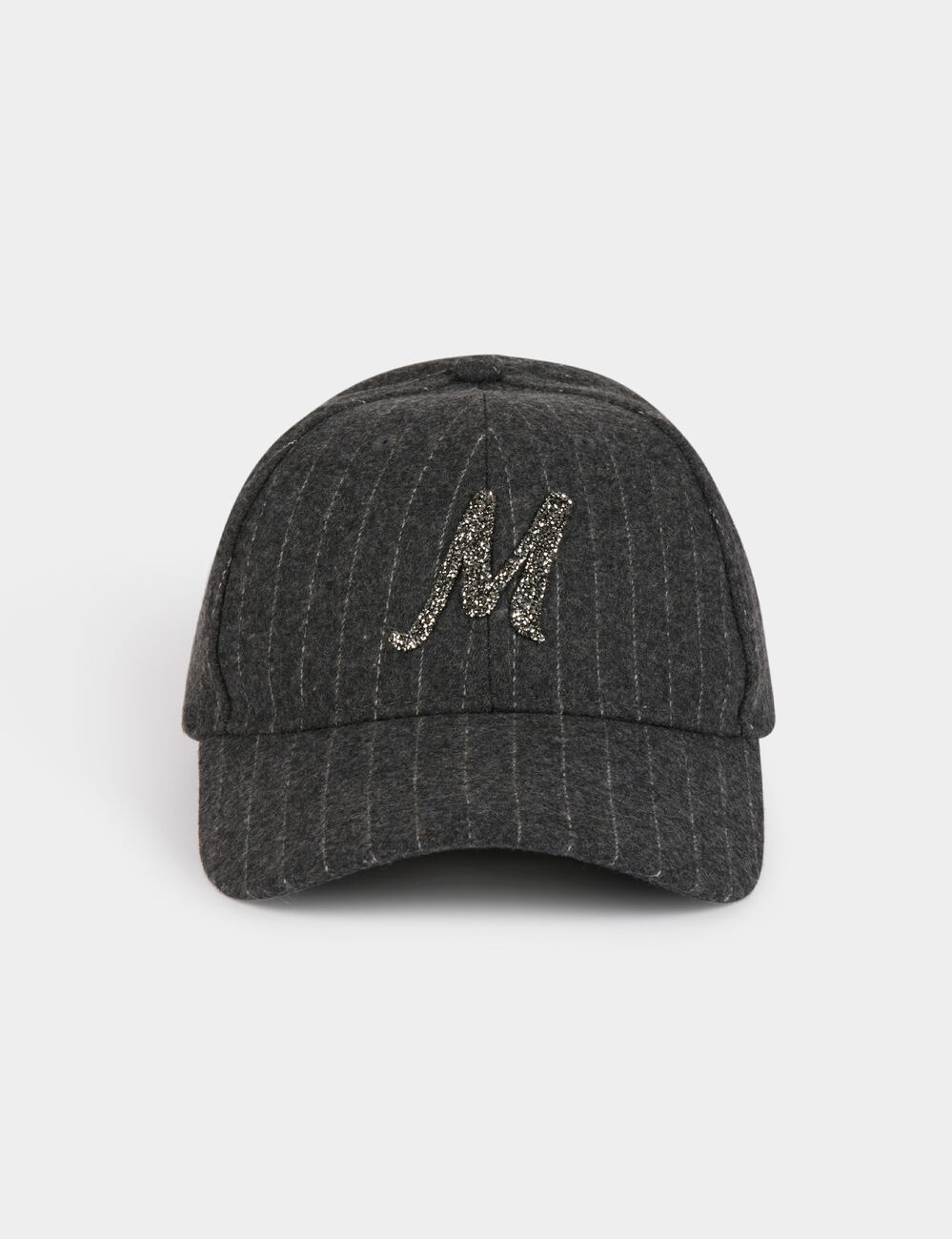 Gorra rayas y M con strass gris moyen mujer