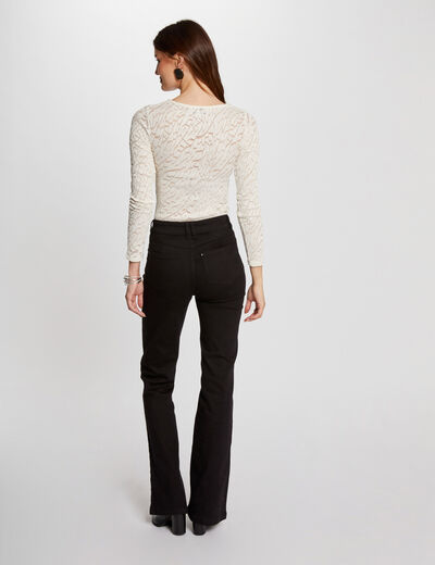 Vaquero flare talle alto negro mujer