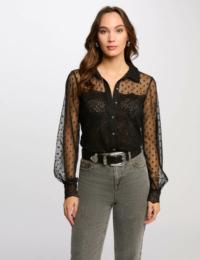 Camiseta manga larga negro mujer