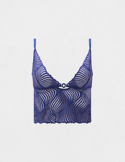 Top de encaje azul marino mujer