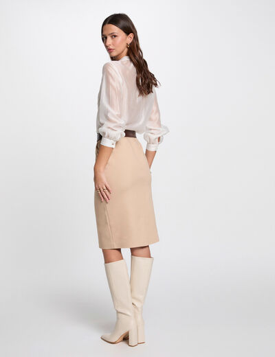 Falda de tubo largo rodilla marron clair mujer