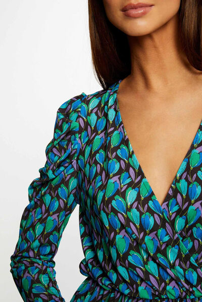 Vestido recto estampado floral multicolor mujer
