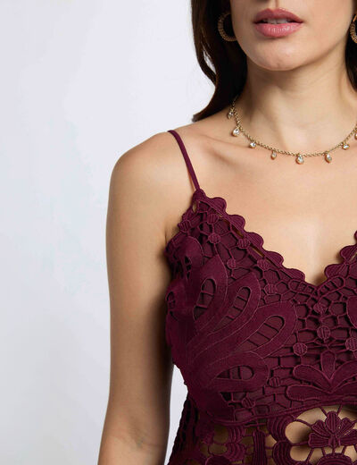 Crop top tirantes finos ciruela mujer