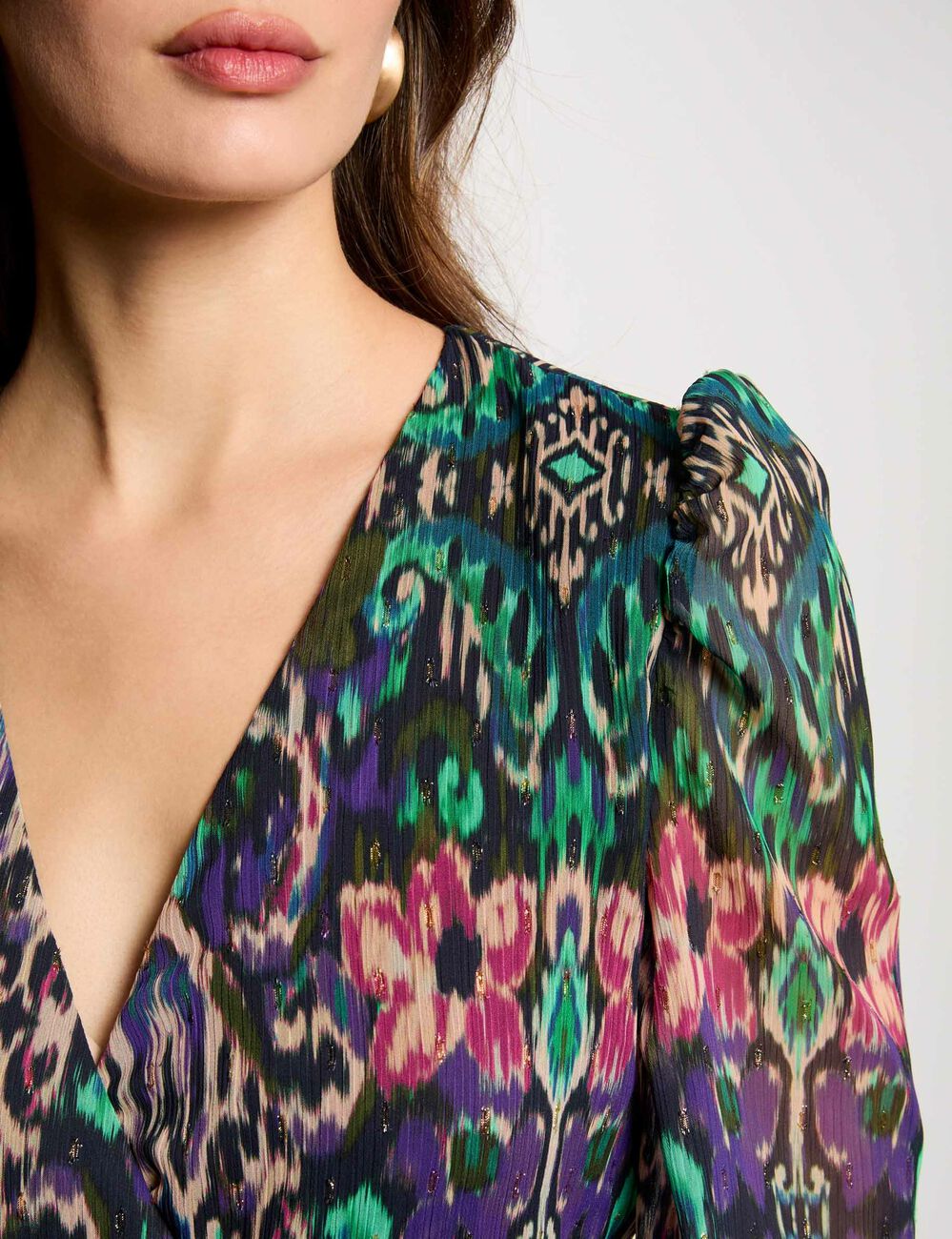 Vestido acampado estampado multicolor mujer