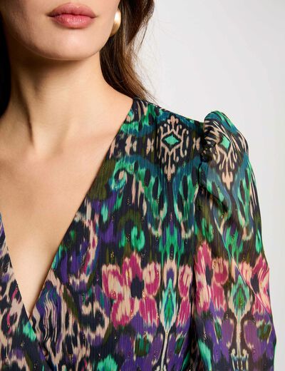 Vestido acampado estampado multicolor mujer
