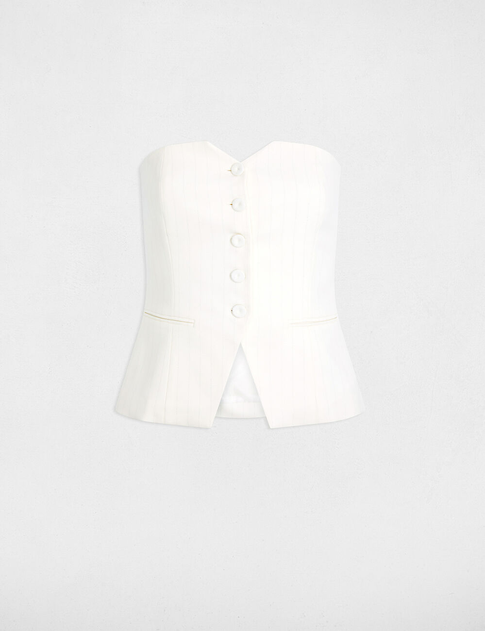 Bustier de rayas sin mangas blanco mujer