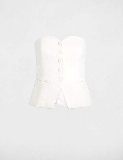 Bustier de rayas sin mangas blanco mujer