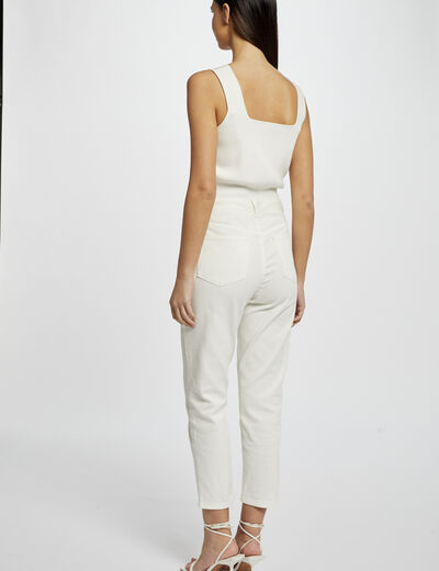 Top punto tirantes anchos marfil mujer