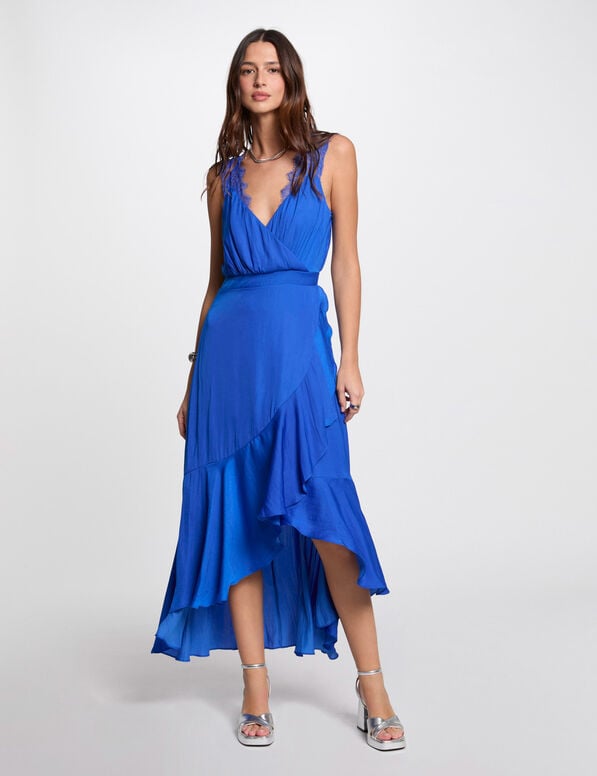 vestido largo recto holgado azul electrico mujer Vestido largo recto holgado azul eléctrico mujer
